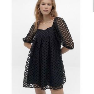 KIMCHI BLUE black eyelet lace babydoll dress